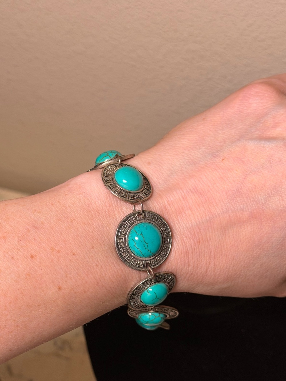 Turquoise Stone Silver-Tone bracelet